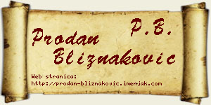 Prodan Bliznaković vizit kartica